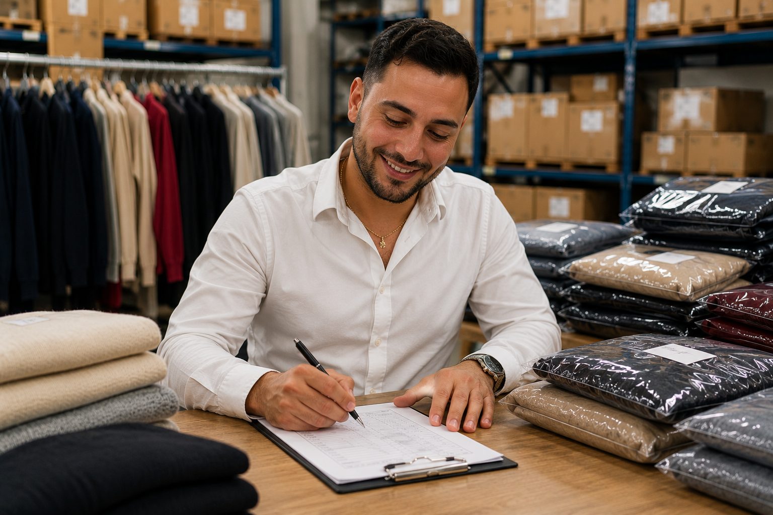Gabriele valuta stock abbigliamento e organizza il ritiro merce