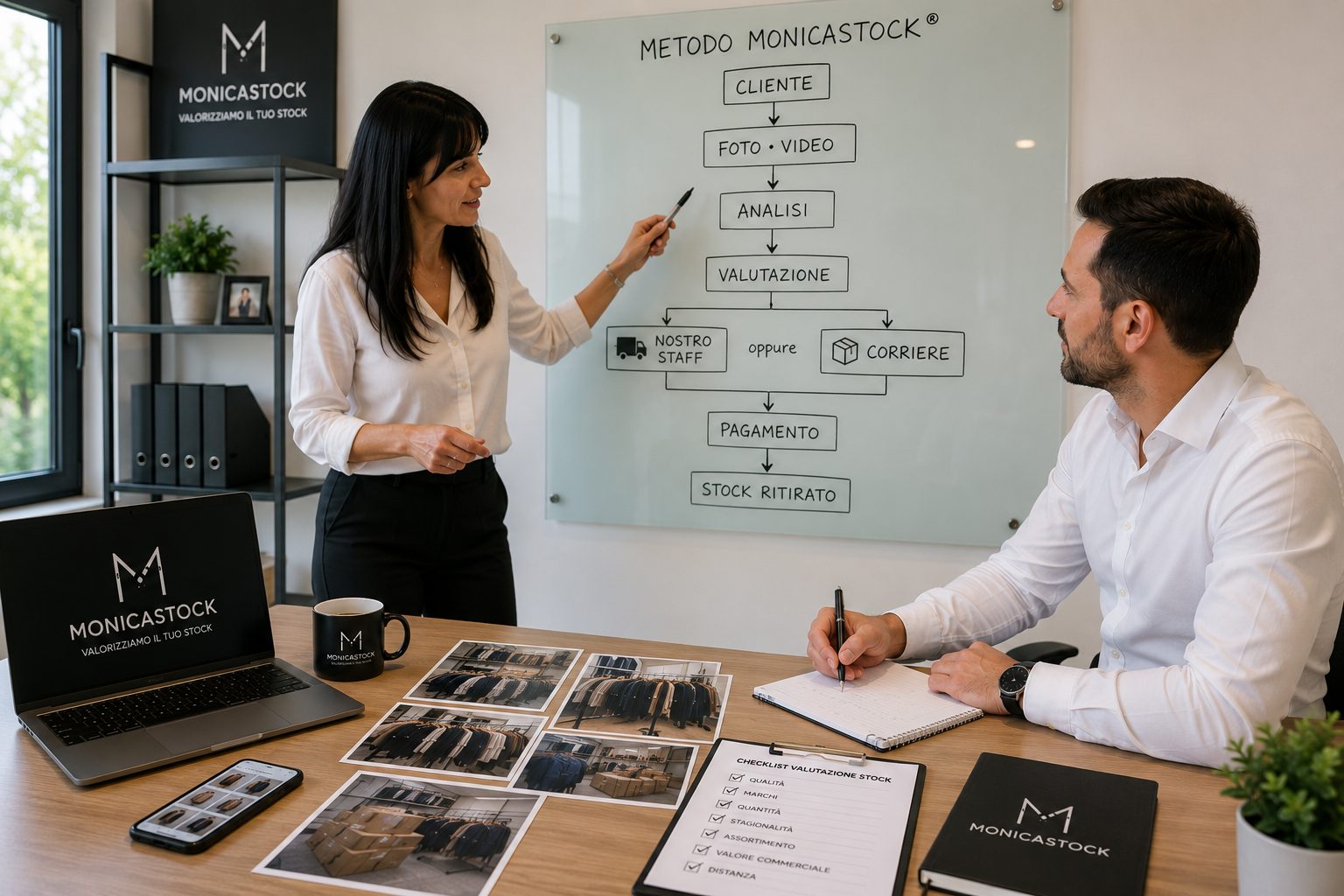 Monica e Gabriele illustrano il Metodo MonicaStock per valutazione acquisto e ritiro stock